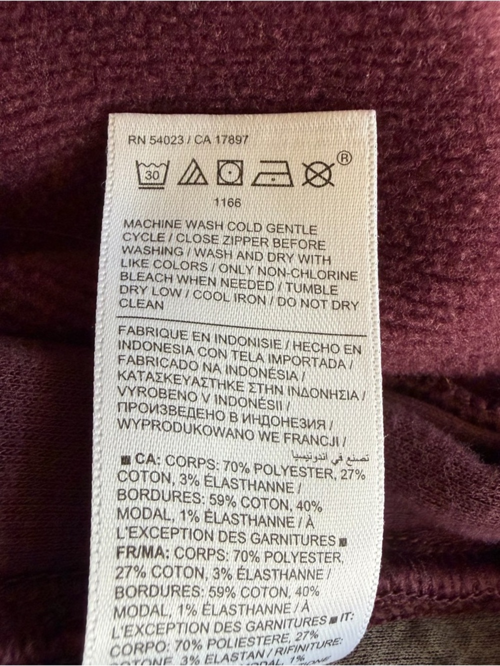 Athleta Cozy Karma 1/2 Zip Sweatshirt Maroon Burgundy Pullover Athleisure Large - Picture 8 of 8